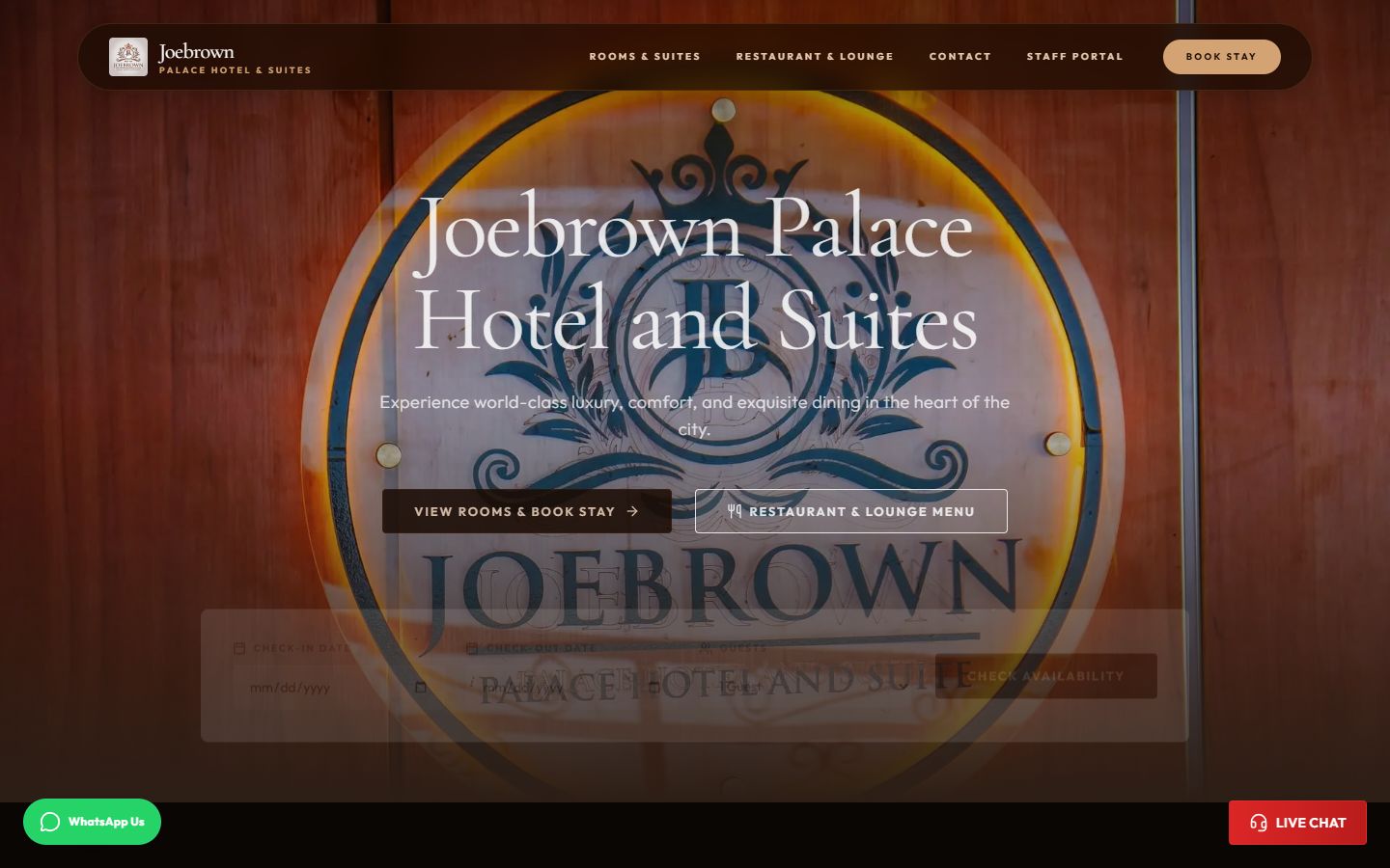 Joebrown Palace Hotel & Suites interface preview